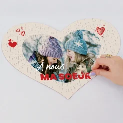 Puzzle coeur personnalisé - Photo et message