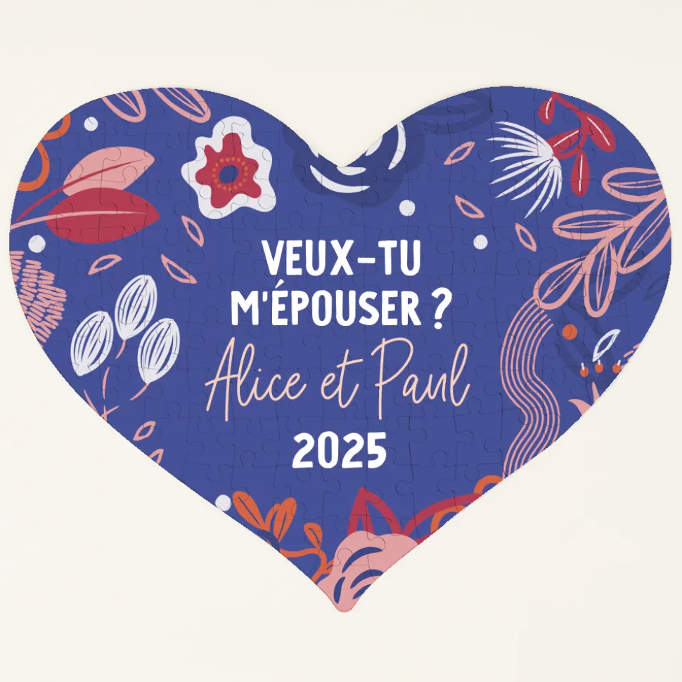 Puzzle coeur personnalisé - Message