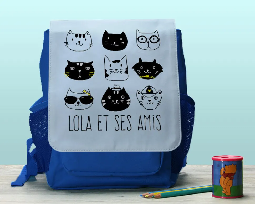 Sac à dos bleu marine Chats