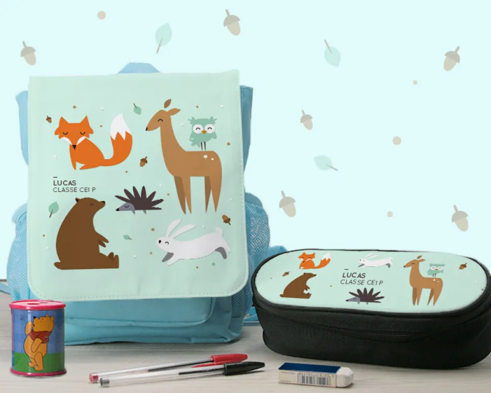 Sac à dos enfant et sa trousse Les amis de la forêt
