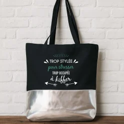 Sac noir personnalisé - Message positif