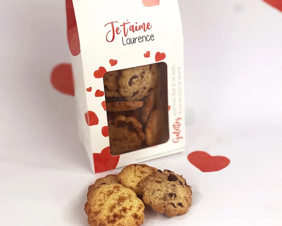 Sachet personnalisé biscuits - Amour