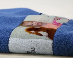 Serviette bleue Personnalisable - Photos et Message