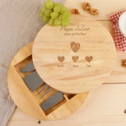 Set à fromage personnalisé - Papa et ses petits coeurs