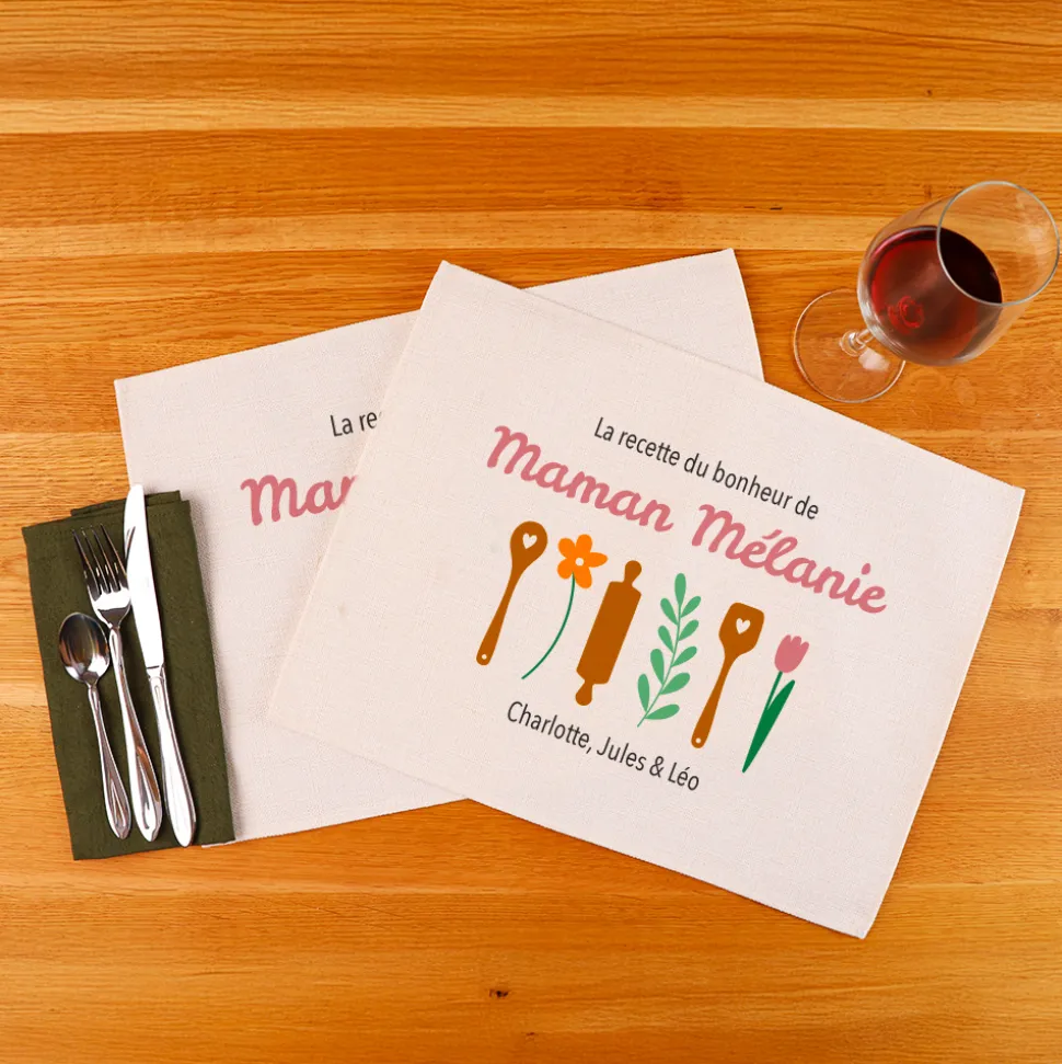 Set de table personnalisé - Recette du Bonheur