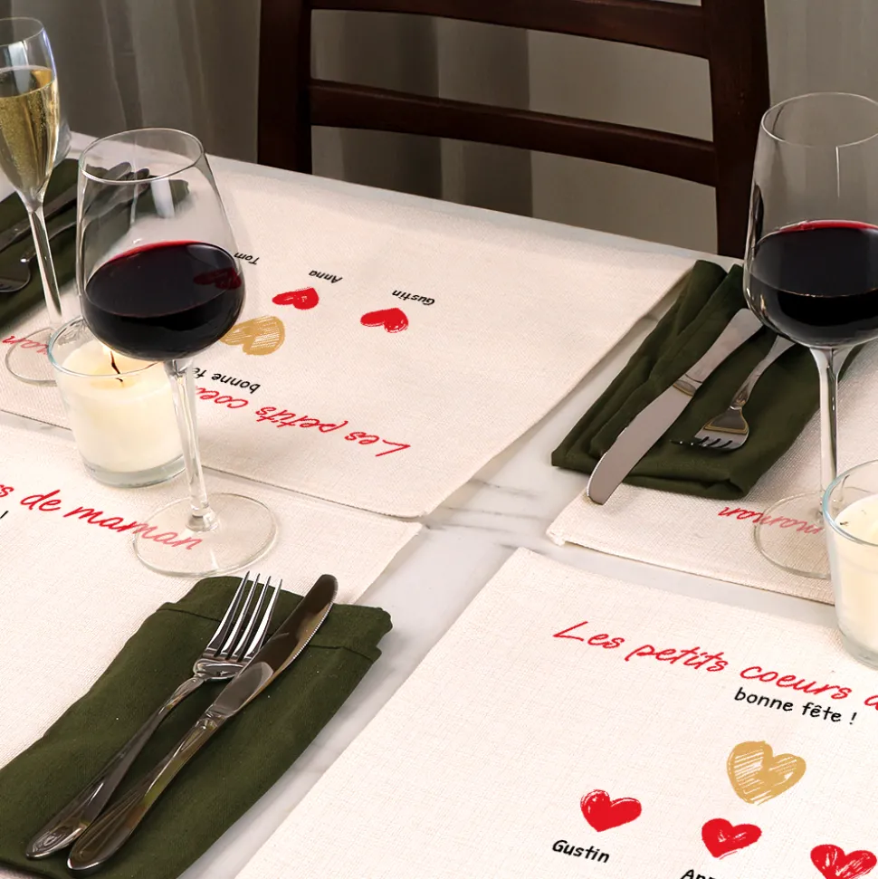 Set de table personnalisé - Maman et ses petits coeurs
