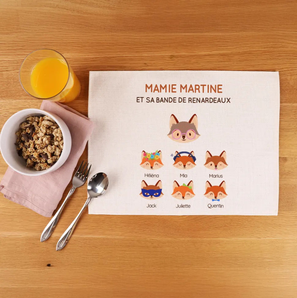 Set de table personnalisé - Mamie Renard et sa meute