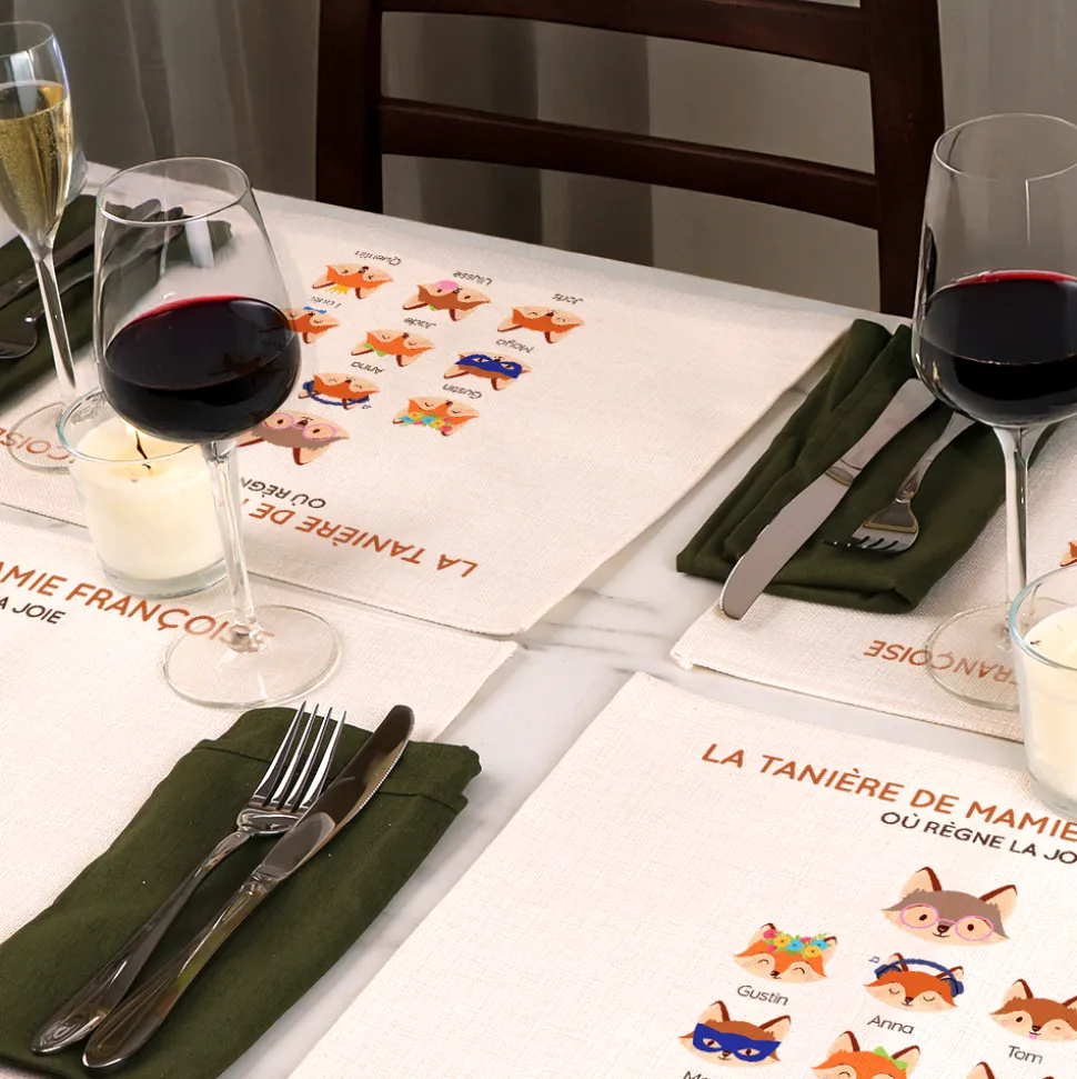 Set de table personnalisé - Mamie Renard et sa meute