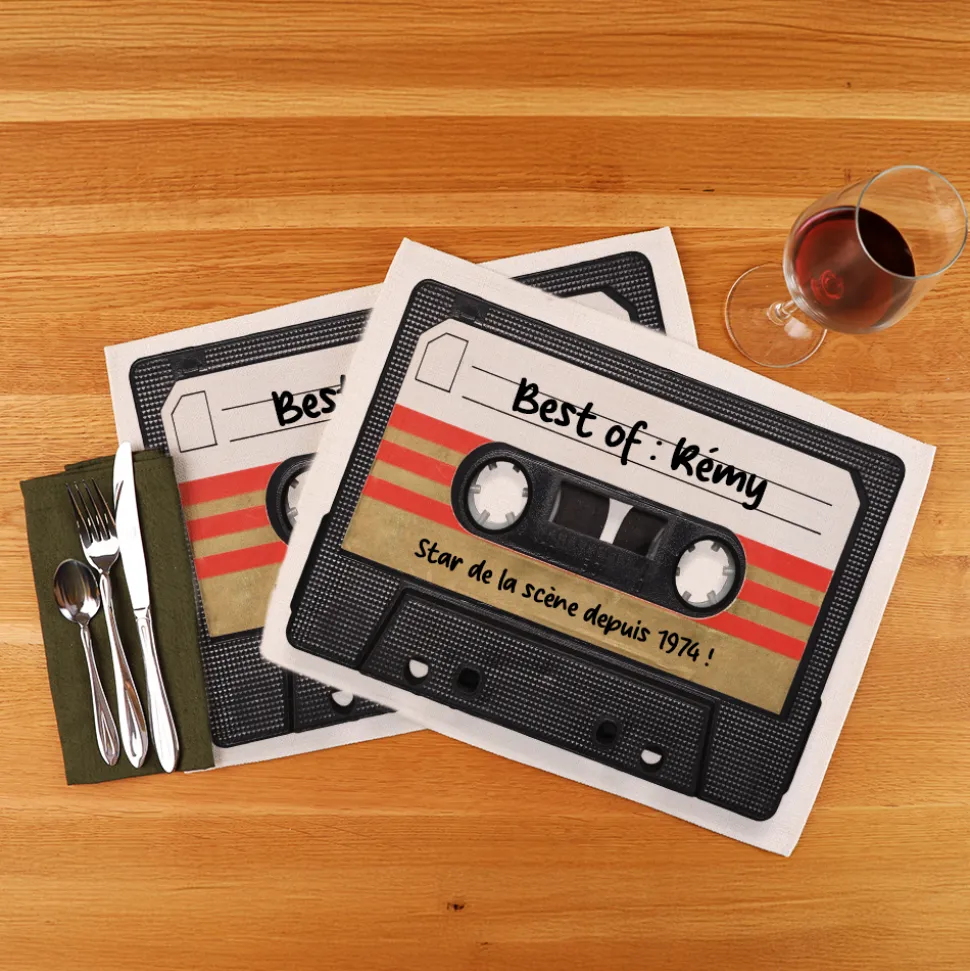 Set de table personnalisé - Retro K7 audio