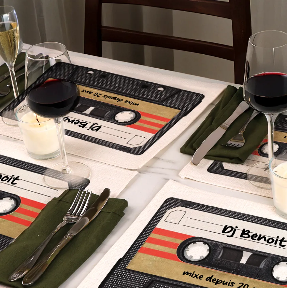 Set de table personnalisé - Retro K7 audio