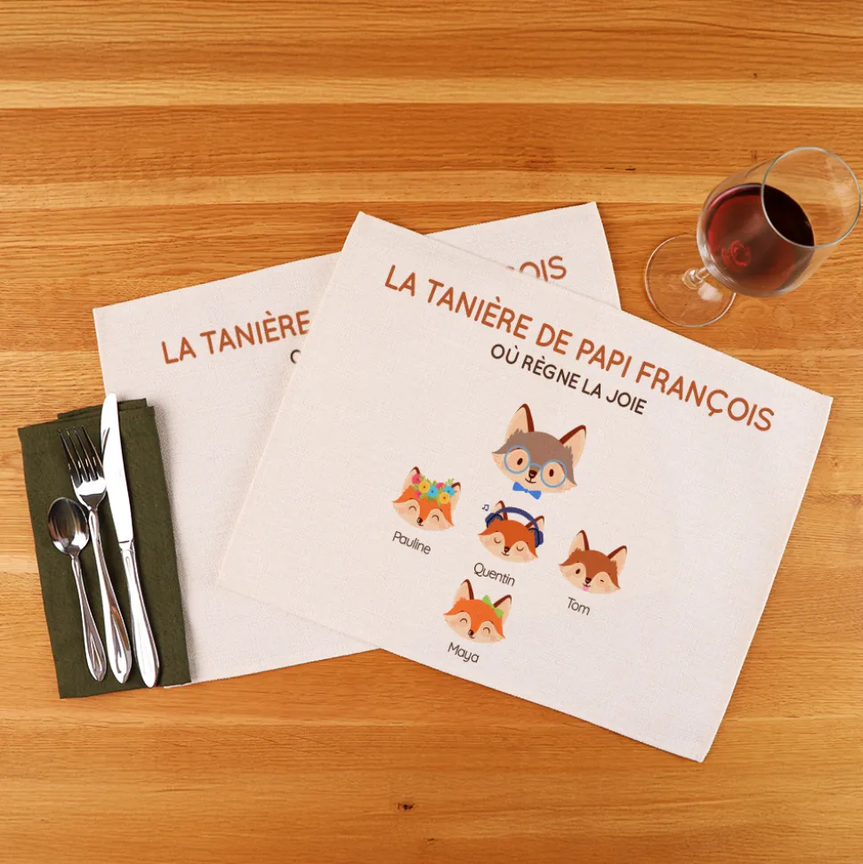 Set de table personnalisé - Papi Renard et sa meute