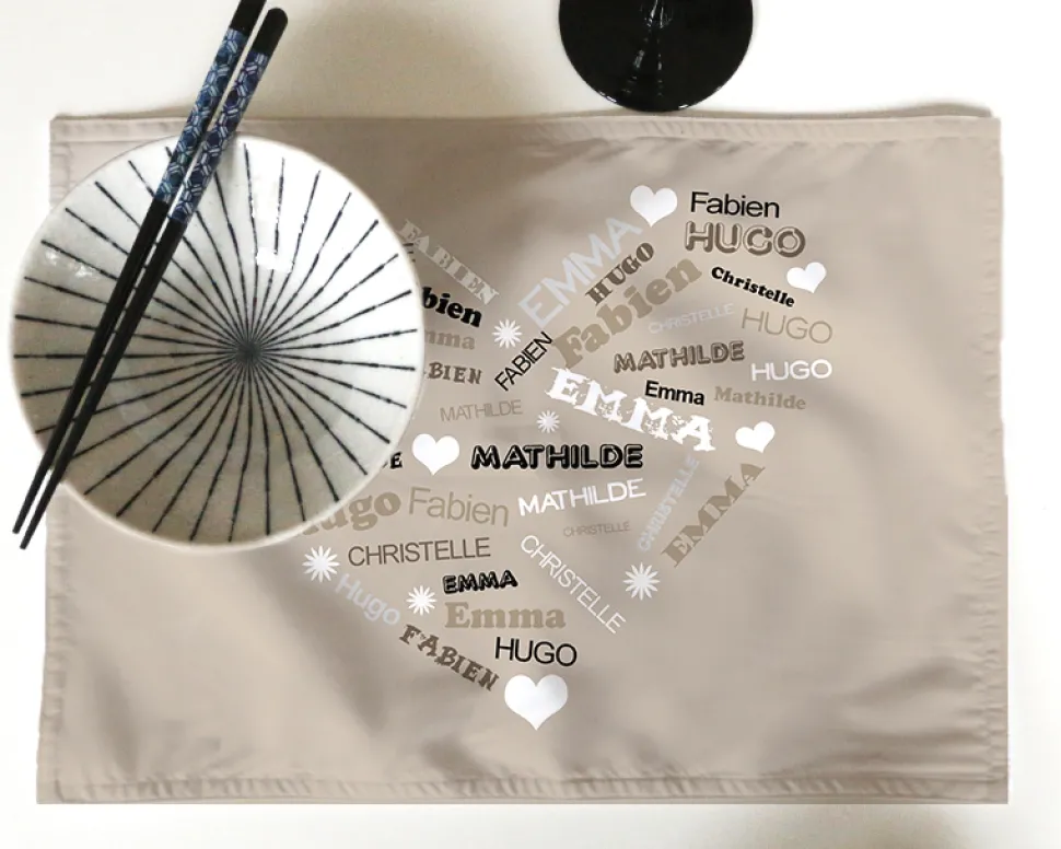 Set de table personnalisable - Coeur Famille