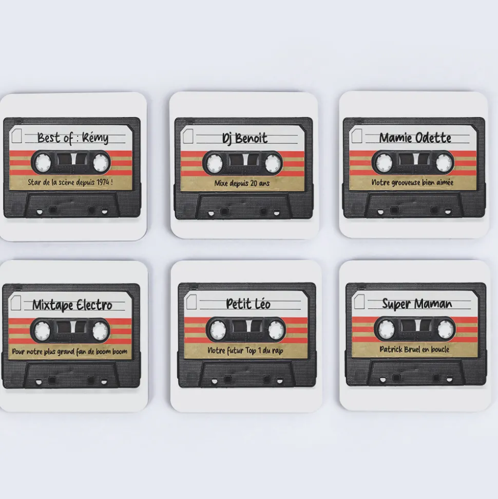 Sous-verres personnalisés - Retro K7 audio