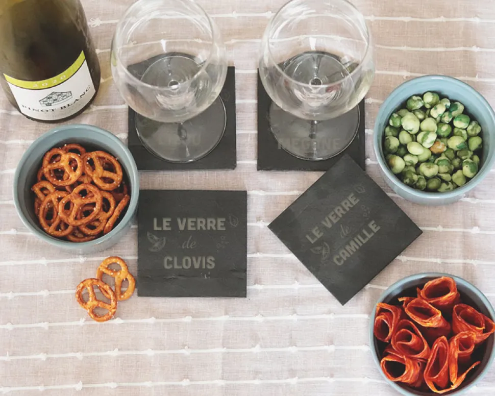 Sous-verres personnalisés en ardoise naturelle
