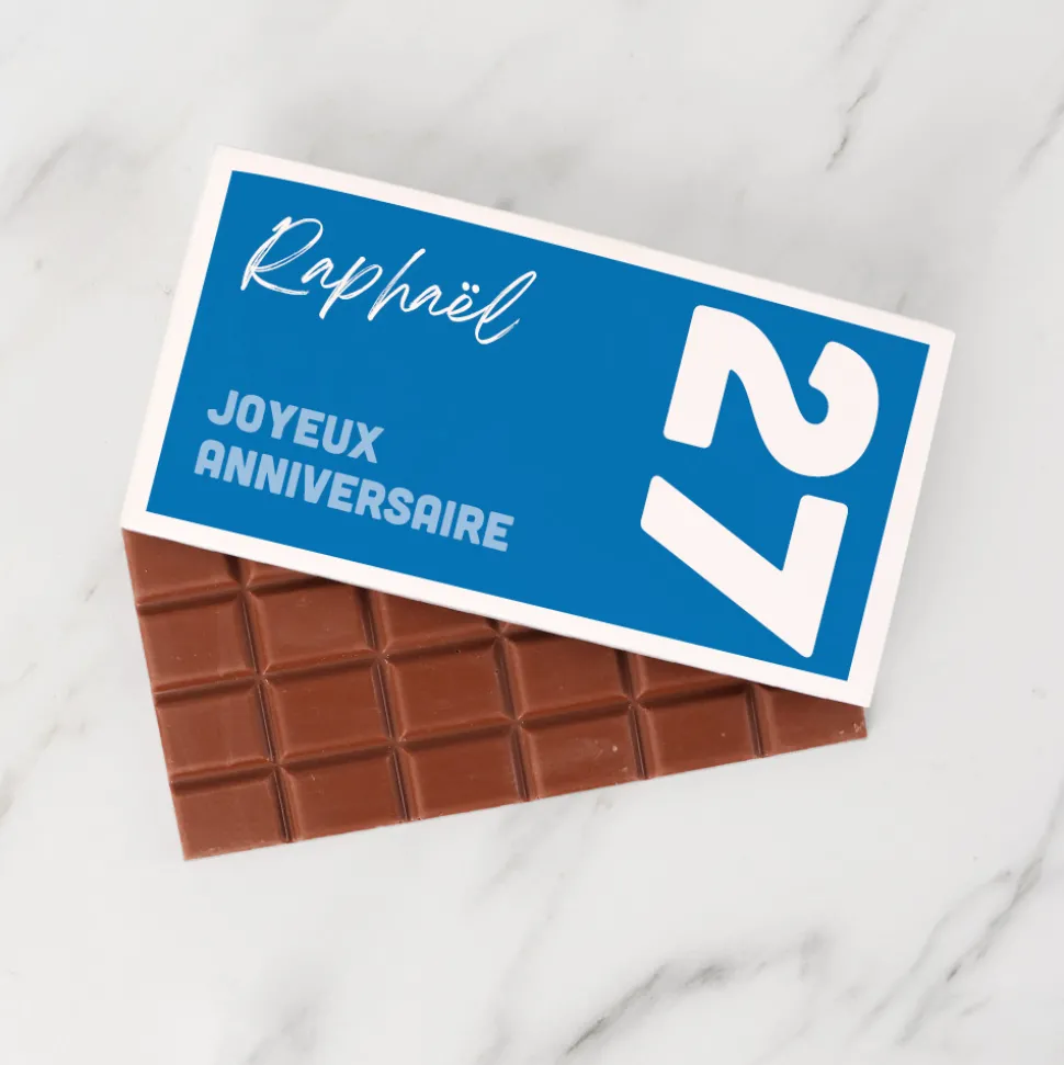 Tablette de chocolat Anniversaire Bleue