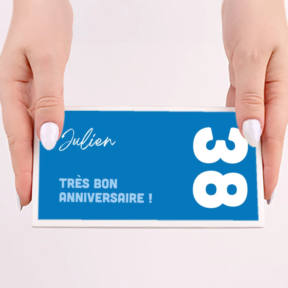 Tablette de chocolat Anniversaire Bleue