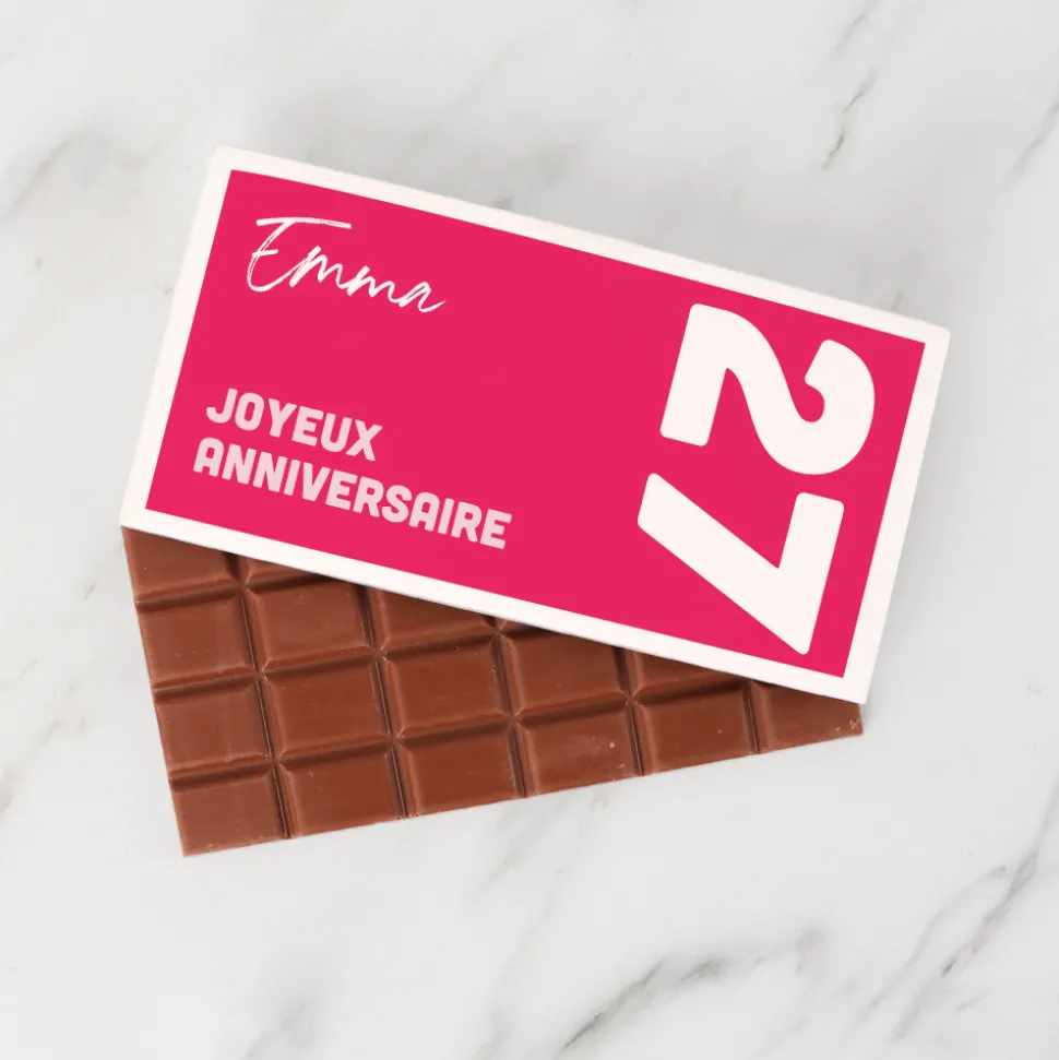 Tablette de chocolat anniversaire Rose