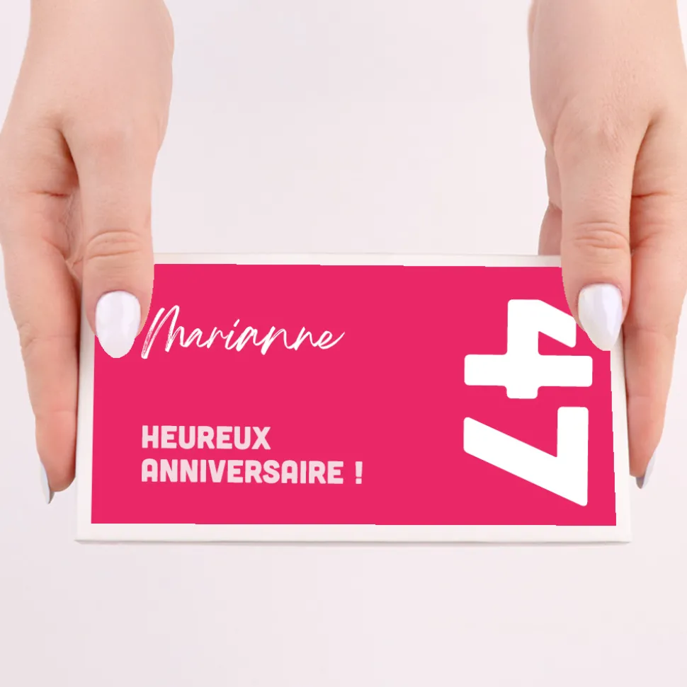 Tablette de chocolat anniversaire Rose