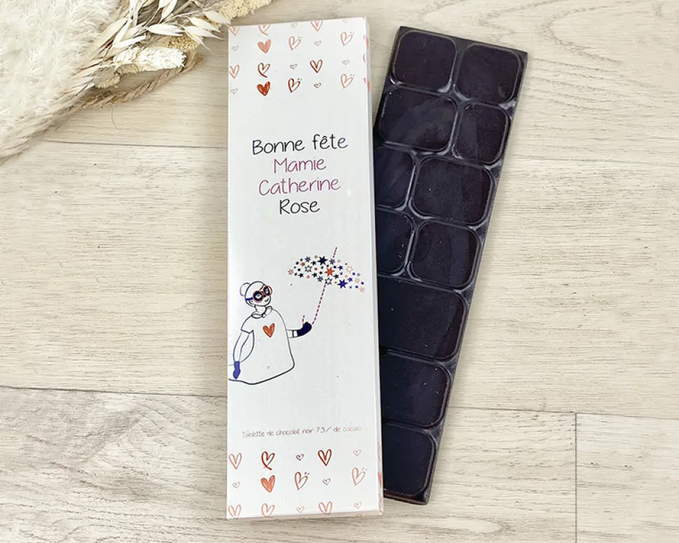Tablette de chocolat noir personnalisée - Bonne Fête Mamie