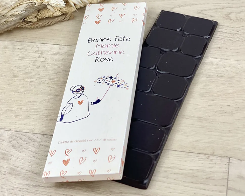 Tablette de chocolat noir personnalisée - Bonne Fête Mamie