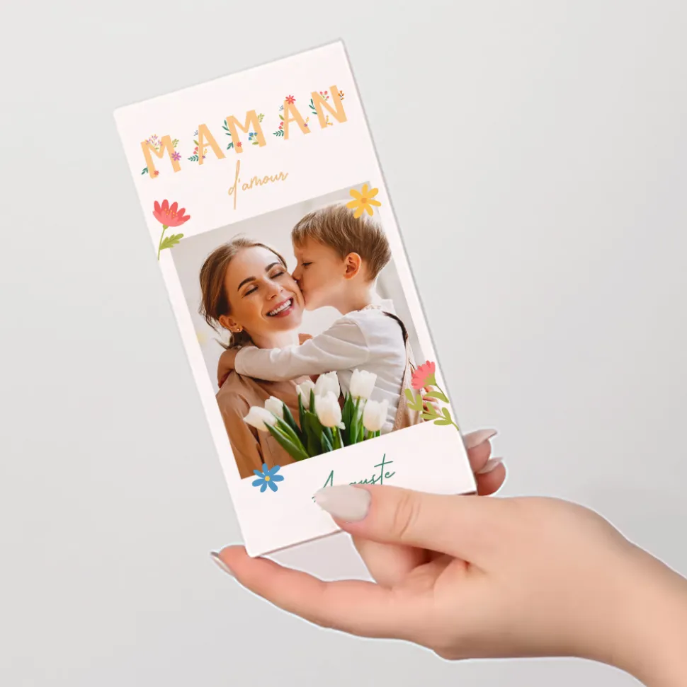 Tablette de chocolat personnalisée - Amour Fleuri
