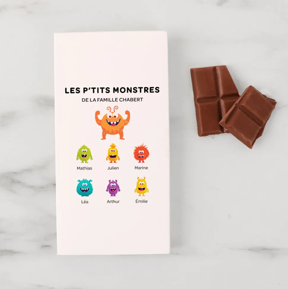 Tablette de chocolat personnalisée - Famille Monstres