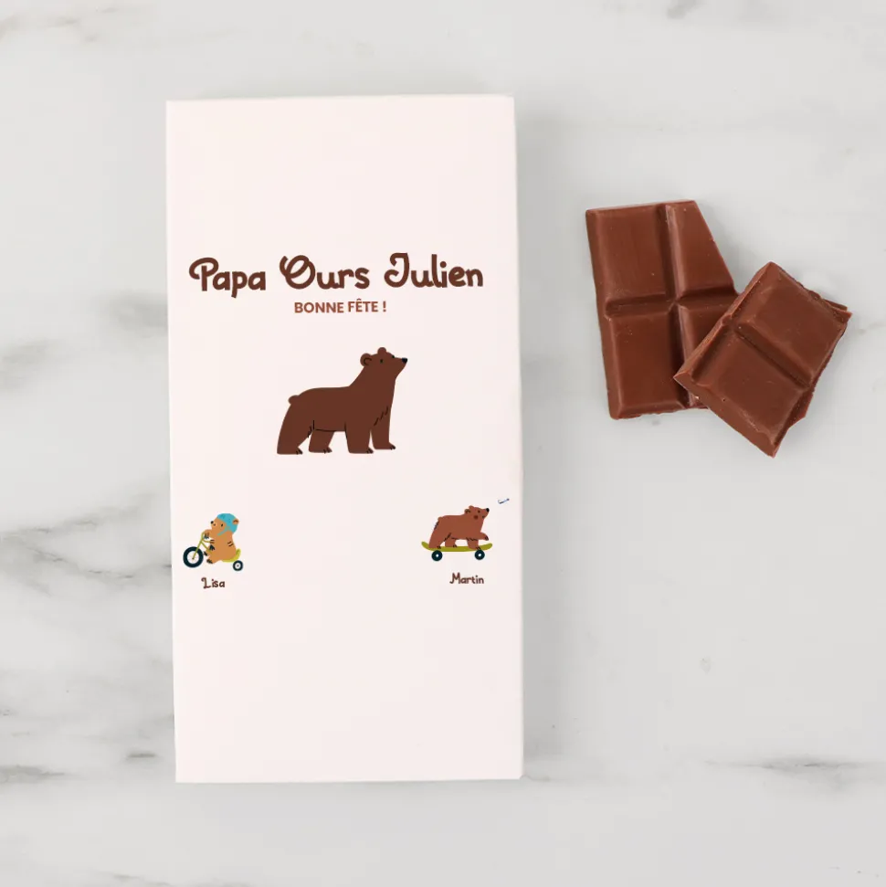 Tablette de chocolat personnalisée - Tribu Ours