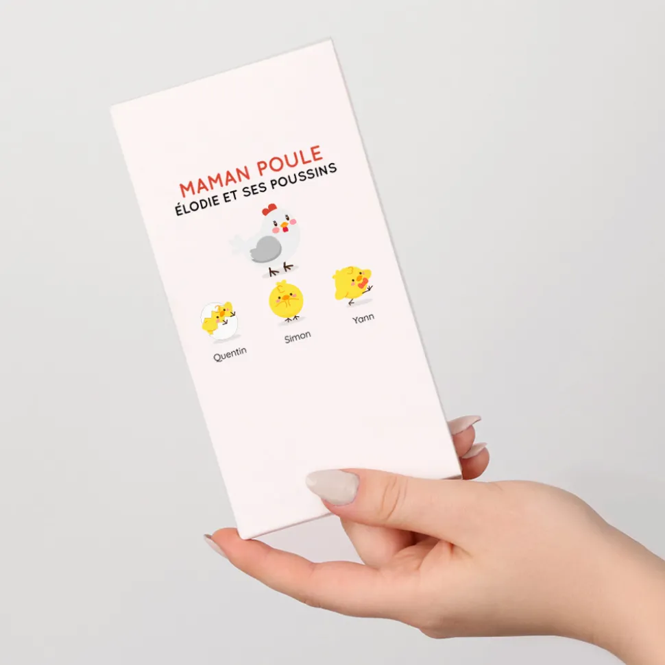 Tablette de chocolat personnalisée - Famille poussins