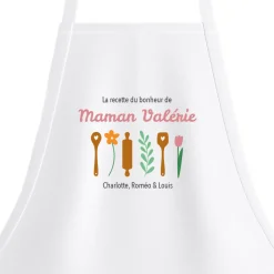 Tablier blanc personnalisé - Recette du Bonheur
