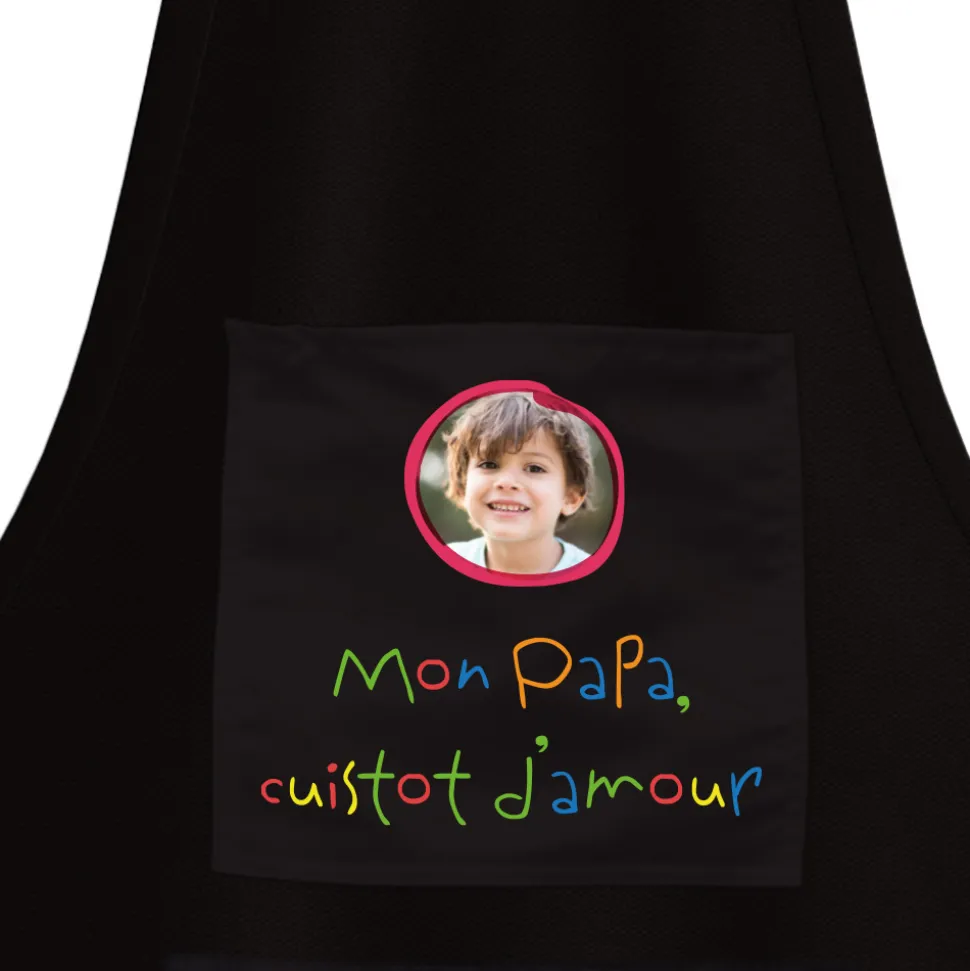 Tablier noir personnalisé - Mots d'enfants
