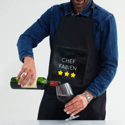 Tablier noir personnalisé - Prénom