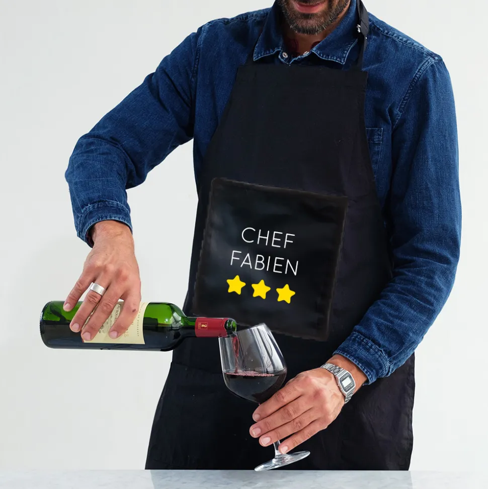 Tablier noir personnalisé - Prénom