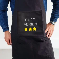 Tablier noir personnalisé - Prénom