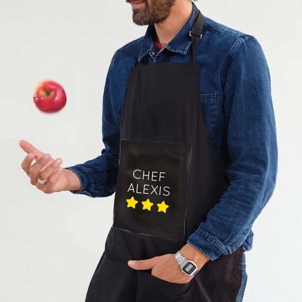 Tablier noir personnalisé - Prénom