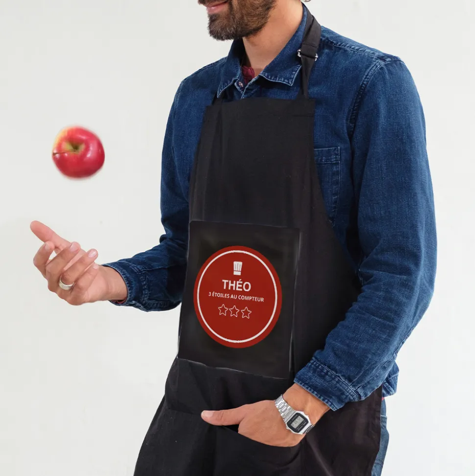 Tablier noir personnalisé - Chef étoilé