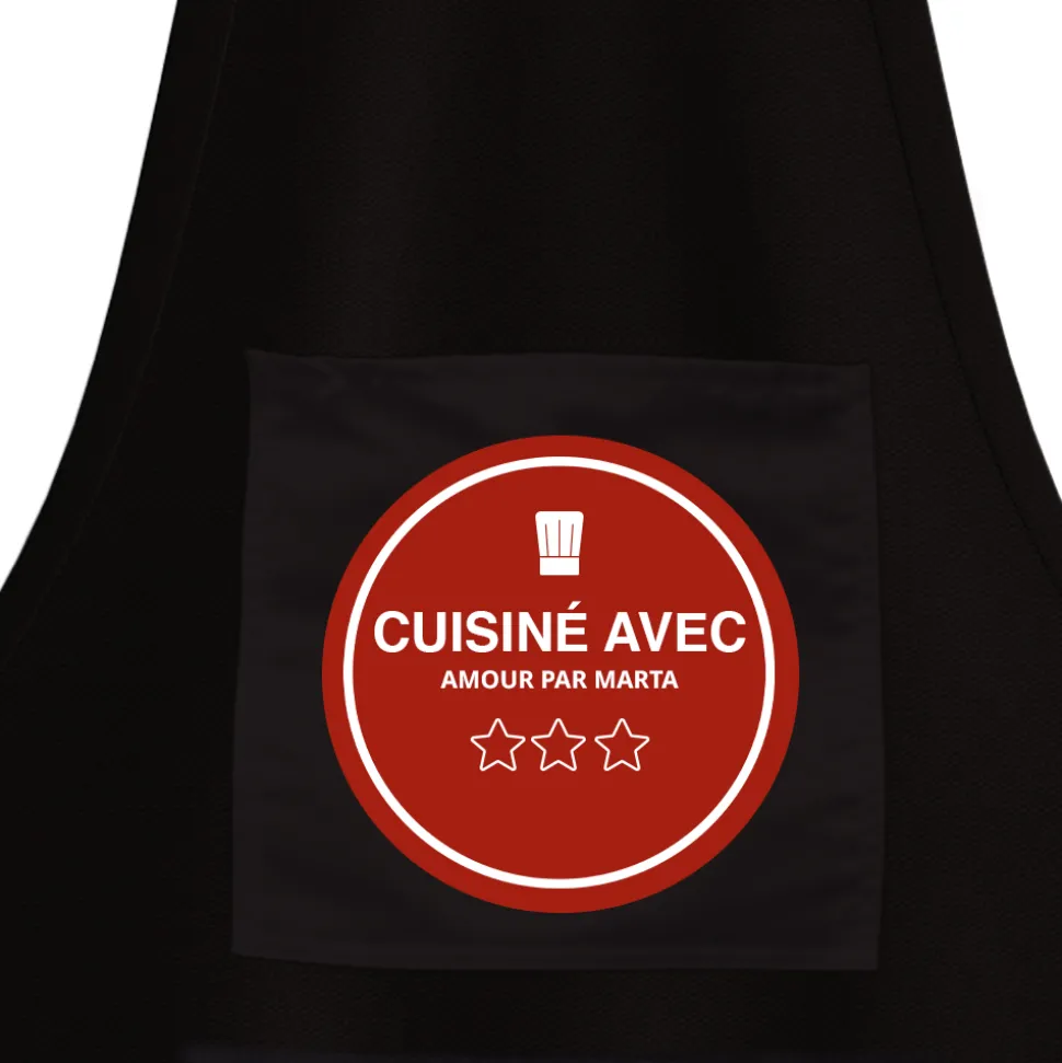 Tablier noir personnalisé - Chef étoilé