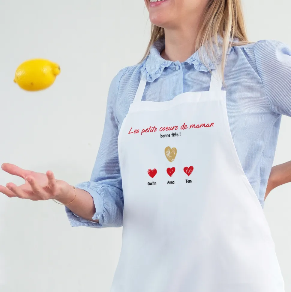 Tablier personnalisé - Maman et ses petits coeurs