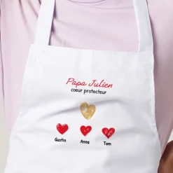 Tablier personnalisé - Papa et ses petits coeurs