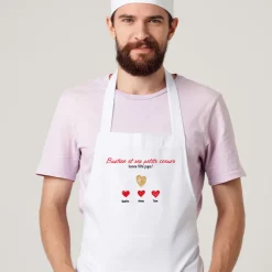 Tablier personnalisé - Papa et ses petits coeurs
