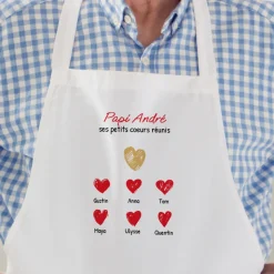 Tablier personnalisé - Papi et ses petits coeurs