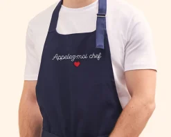 Tablier personnalisé brodé - Bleu