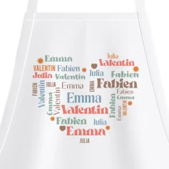 Tablier personnalisé prénoms - Coeur Famille
