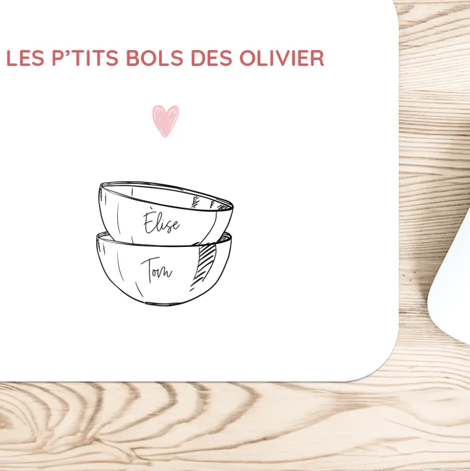 Tapis de souris personnalisé - Bols prénoms famille