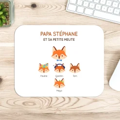 Tapis de souris personnalisé - Papa Renard et sa meute
