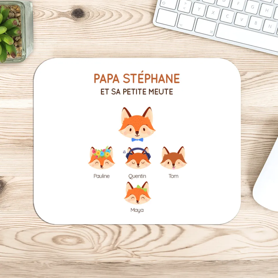 Tapis de souris personnalisé - Papa Renard et sa meute
