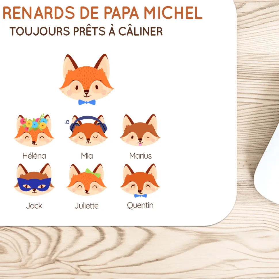 Tapis de souris personnalisé - Papa Renard et sa meute