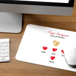Tapis de souris personnalisé - Papi et ses petits coeurs