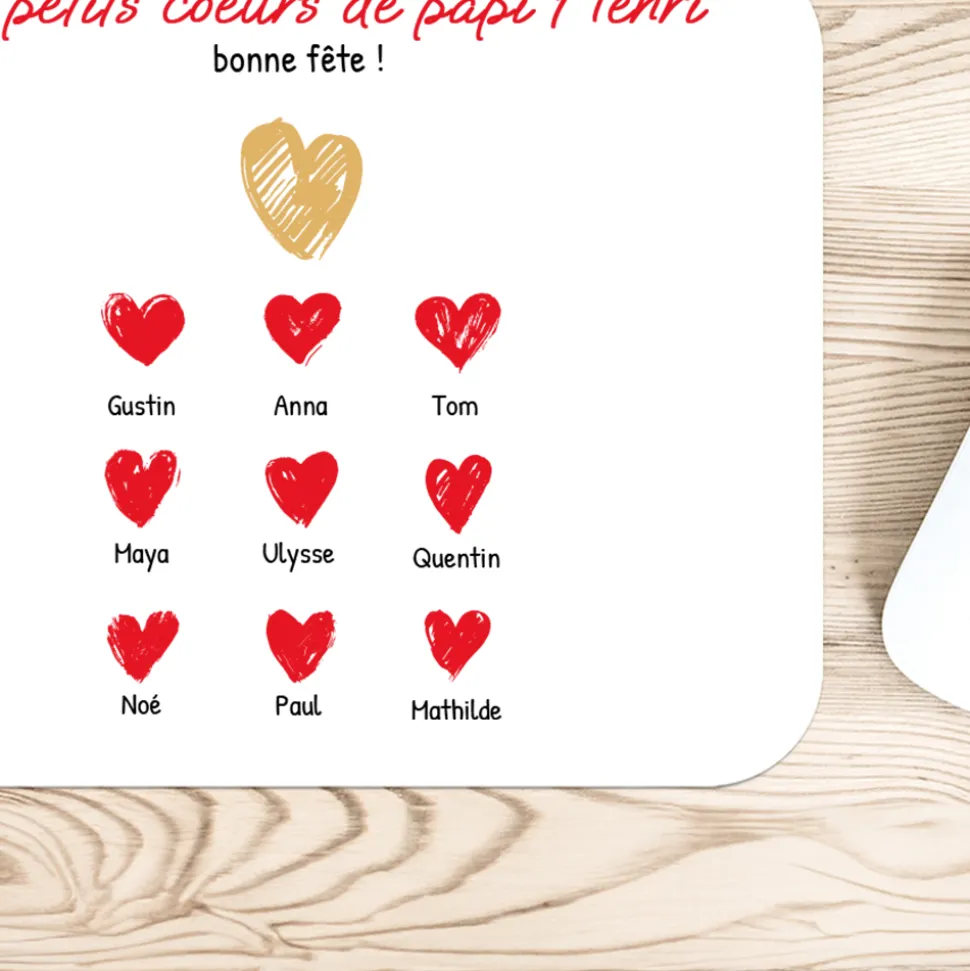Tapis de souris personnalisé - Papi et ses petits coeurs
