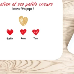 Tapis de souris personnalisé - Papa et ses petits coeurs