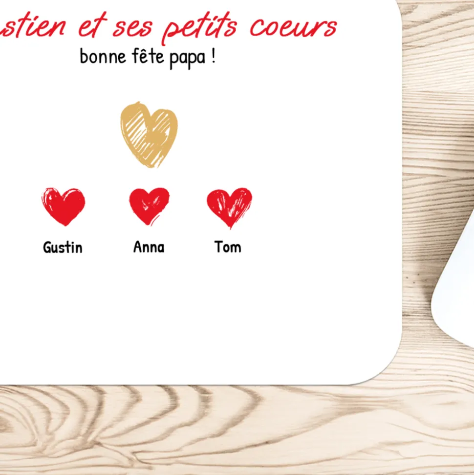 Tapis de souris personnalisé - Papa et ses petits coeurs
